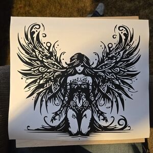 Black Angel Wing Art Decal
